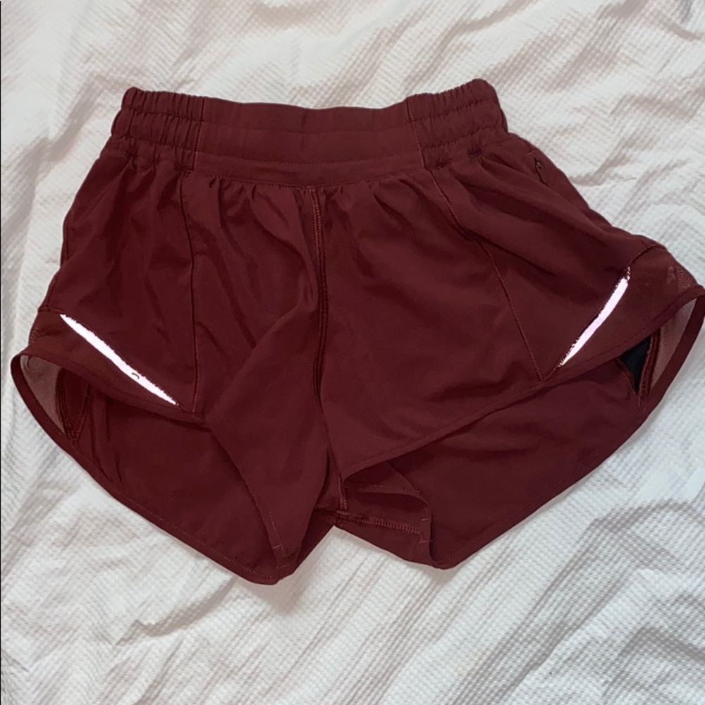 Maroon Lululemon Hotty Hot 2.5 Shorts